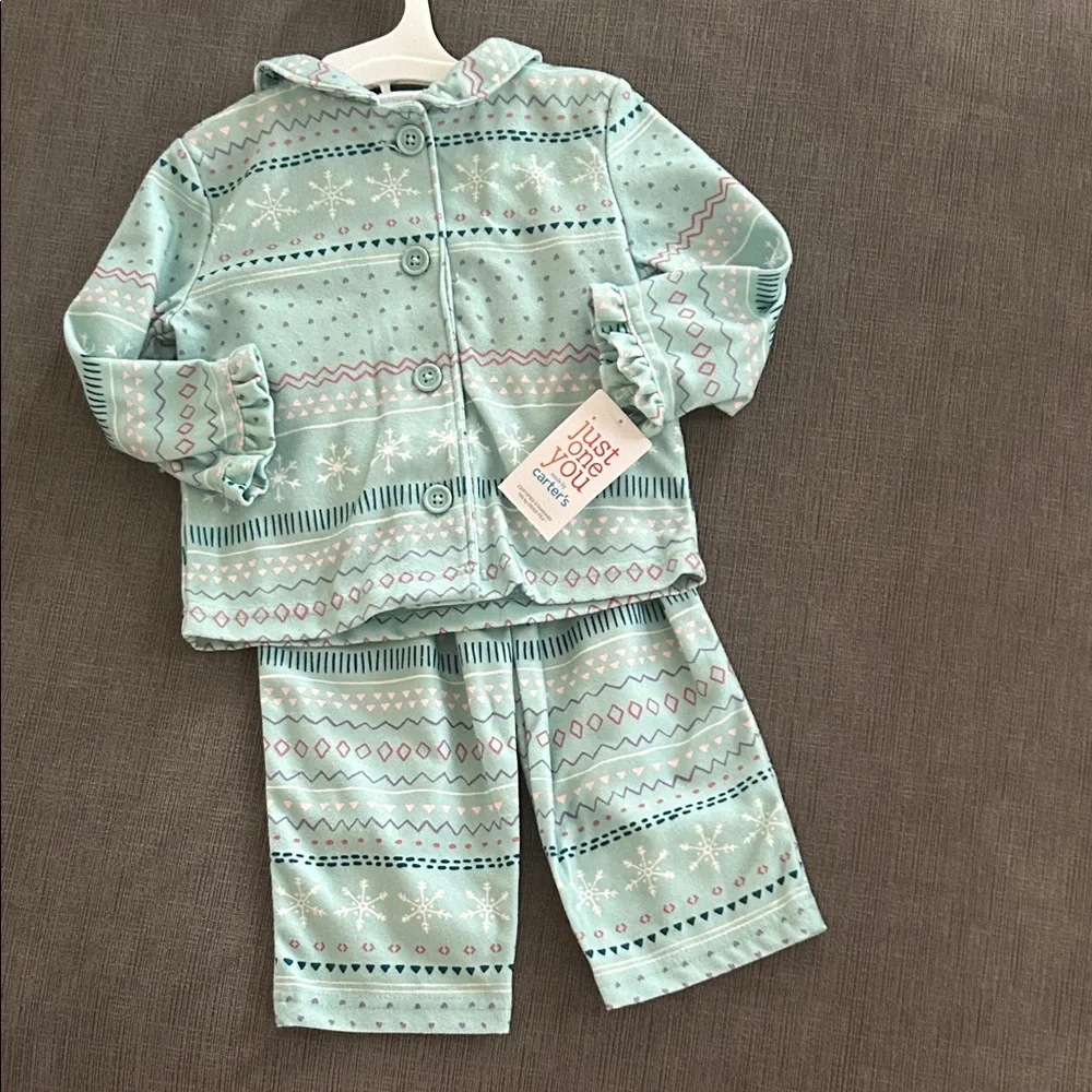 CARTERS Girls Pajama Set Snowflake winter Size 12month NWT